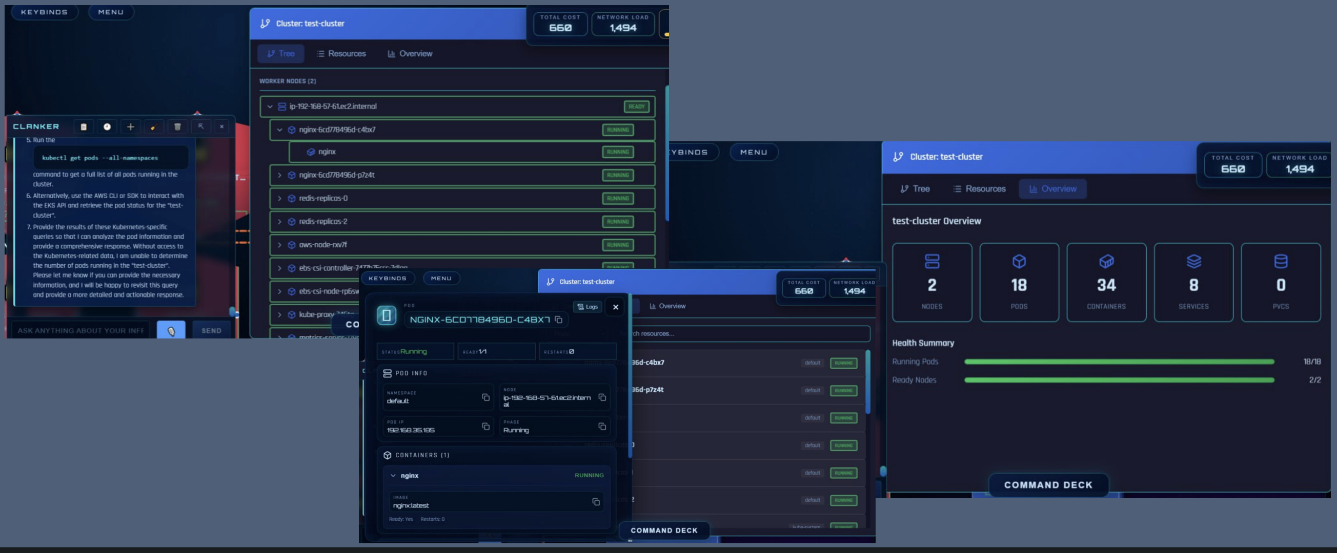 Clanker DevOps Kubernetes support screen
