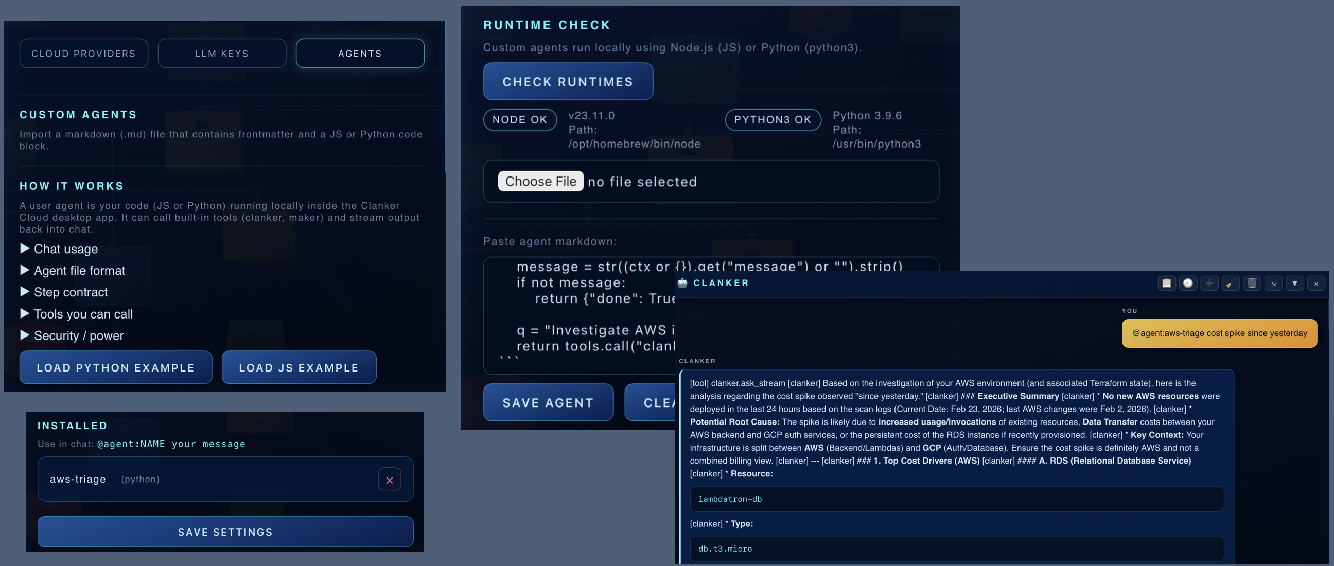 Clanker Cloud custom agent creation screen